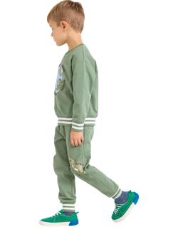 Lindex Kids' Cotton Dinosaur Joggers, Light Khaki - view 2, Light Khaki