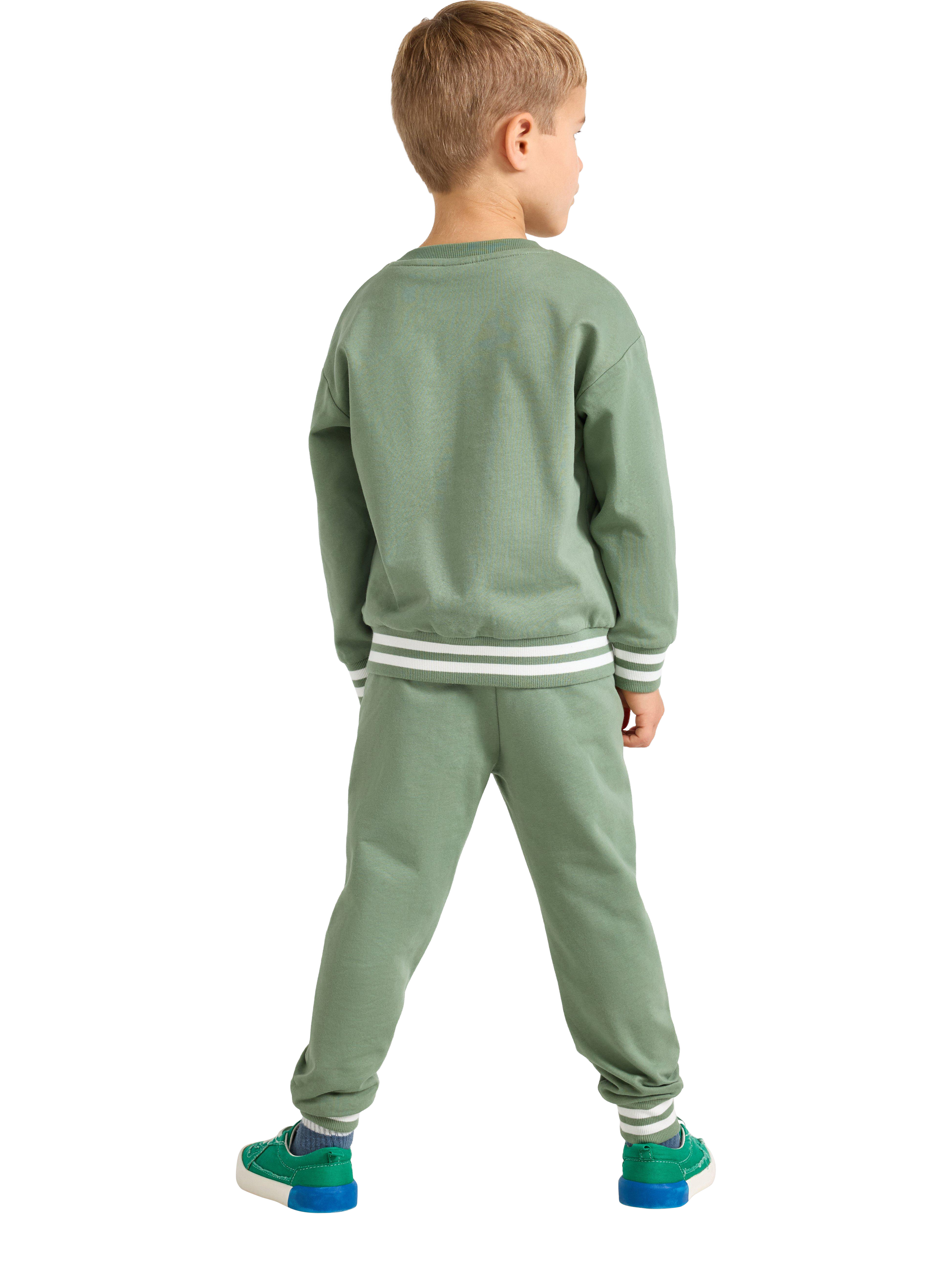 Product image 3 of 6, which shows Lindex Kids' Cotton Dinosaur Joggers, Light Khaki, 2-3 years