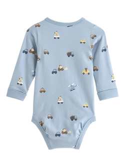 Lindex Baby Long Sleeved Printed Bodysuit, Light Dusty Blue - view 2, Light Dusty Blue