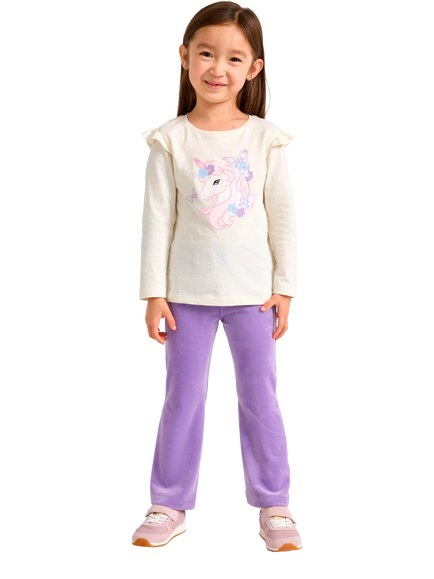 Lindex Kids' Velour Flared Leggings, Lilac, Lilac