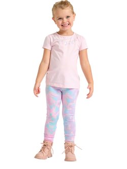 Lindex Kids' Stretch Cotton Butterfly Print Leggings, Light Pink, Light Pink