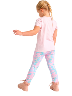 Lindex Kids' Stretch Cotton Butterfly Print Leggings, Light Pink - view 2, Light Pink