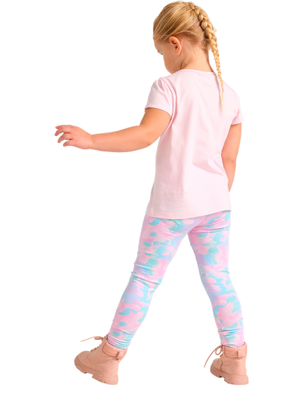 Lindex Kids' Stretch Cotton Butterfly Print Leggings, Light Pink - view 2, Light Pink