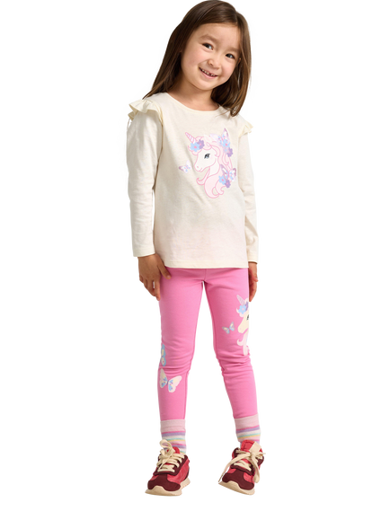 Lindex Kids' Cotton Blend Unicorn Leggings, Pink