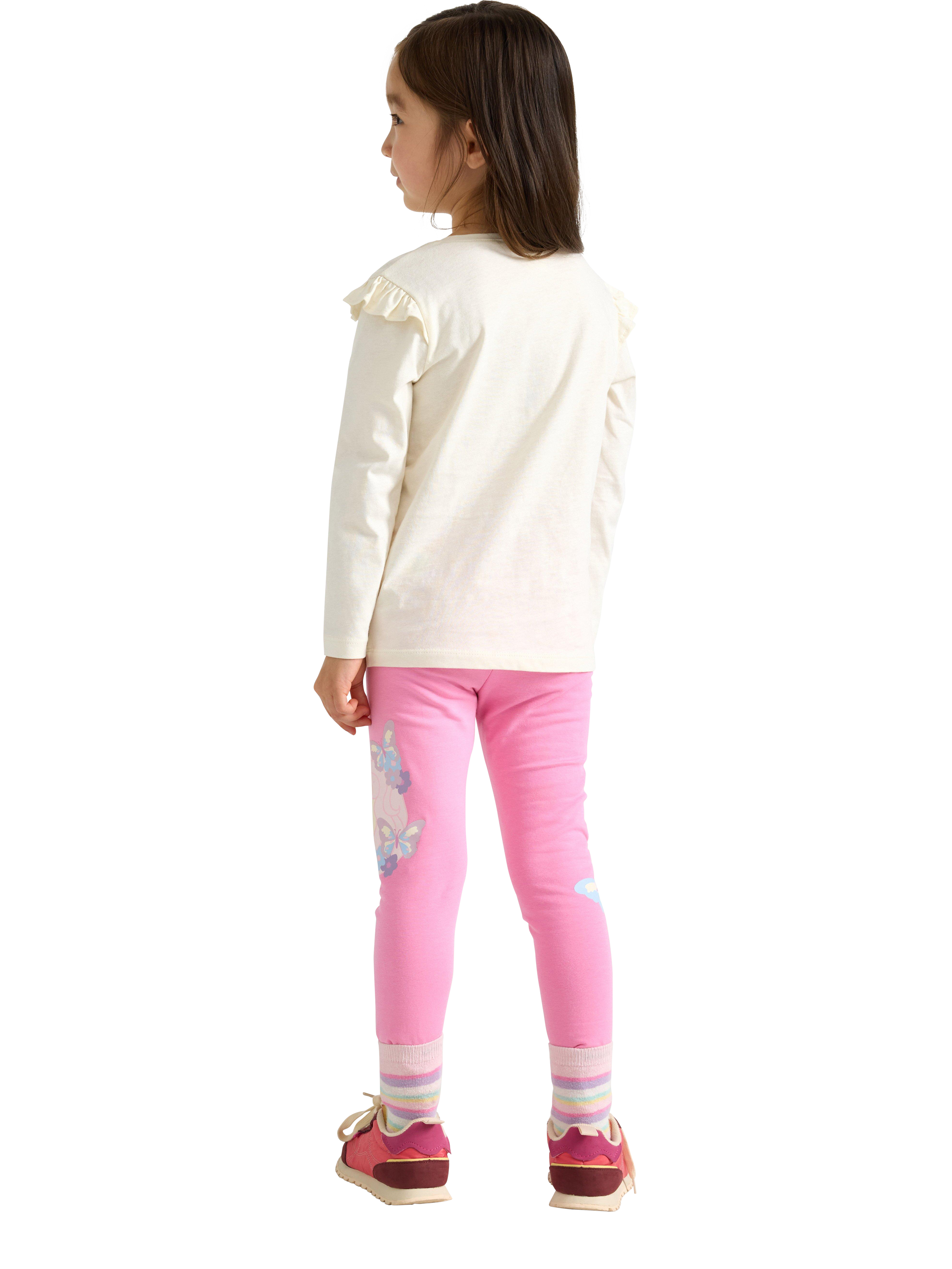 Product image 3 of 6, which shows Lindex Kids' Cotton Blend Unicorn Leggings, Pink, 4-5 years