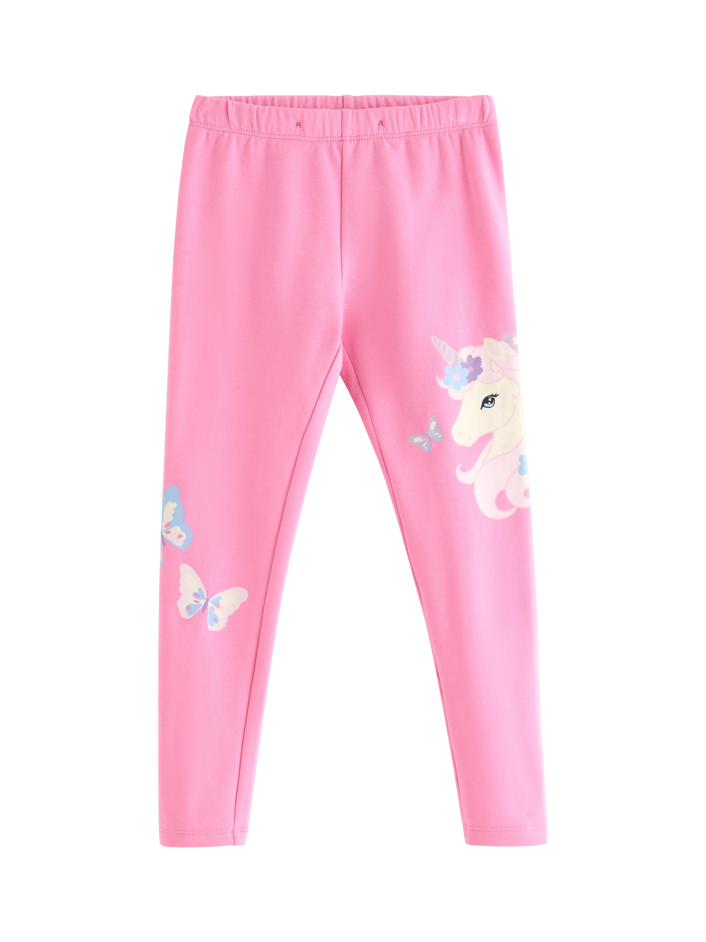Product image 4 of 6, which shows Lindex Kids' Cotton Blend Unicorn Leggings, Pink, 4-5 years