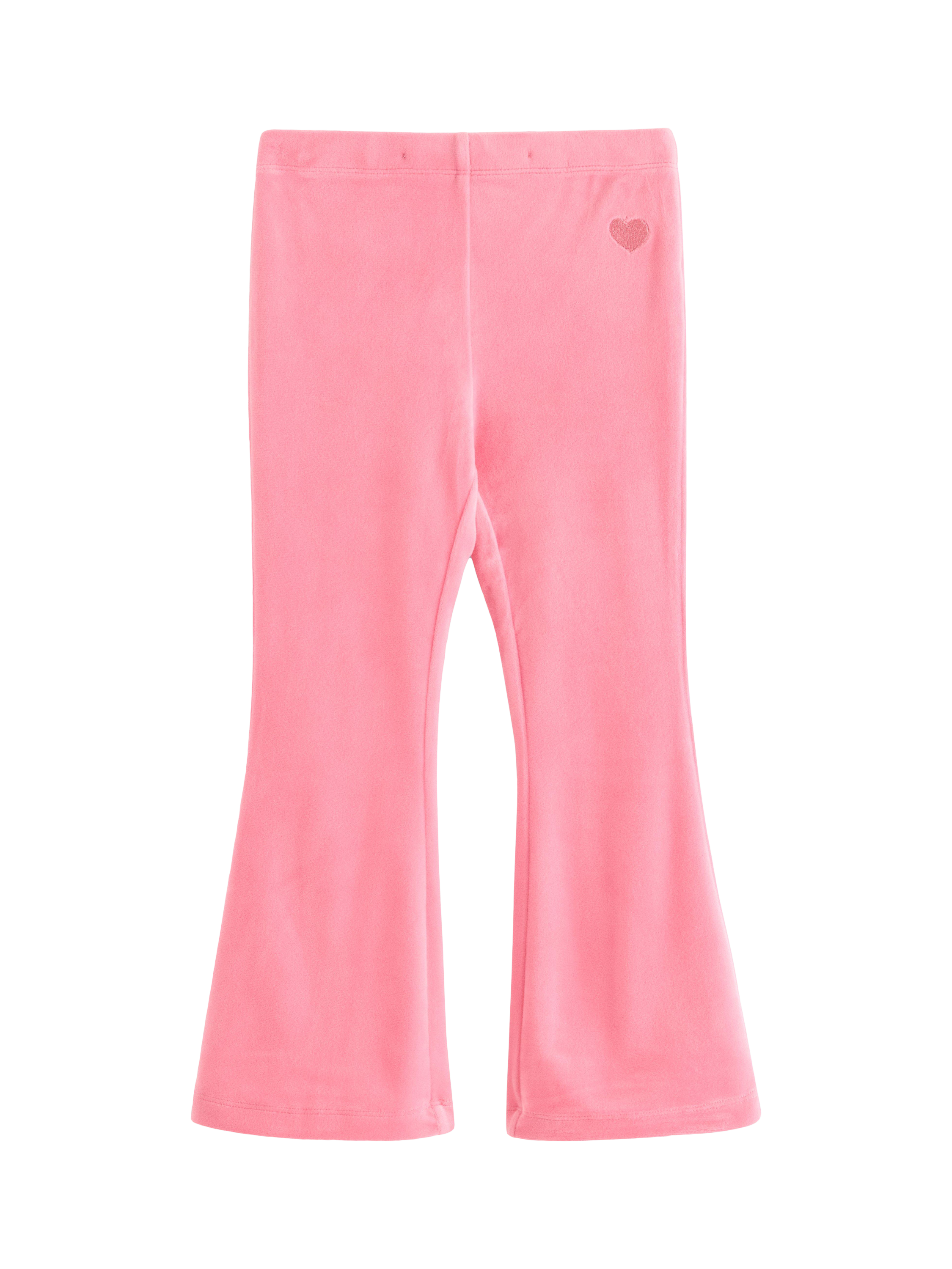 Product image 1 of 3, which shows Lindex Kids' Velour Flared Leggings, Pink, 6-7 years