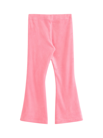Lindex Kids' Velour Flared Leggings, Pink - view 2, Pink