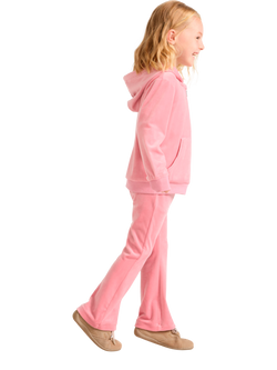 Lindex Kids' Velour Flared Leggings, Dusty Pink - view 2, Dusty Pink