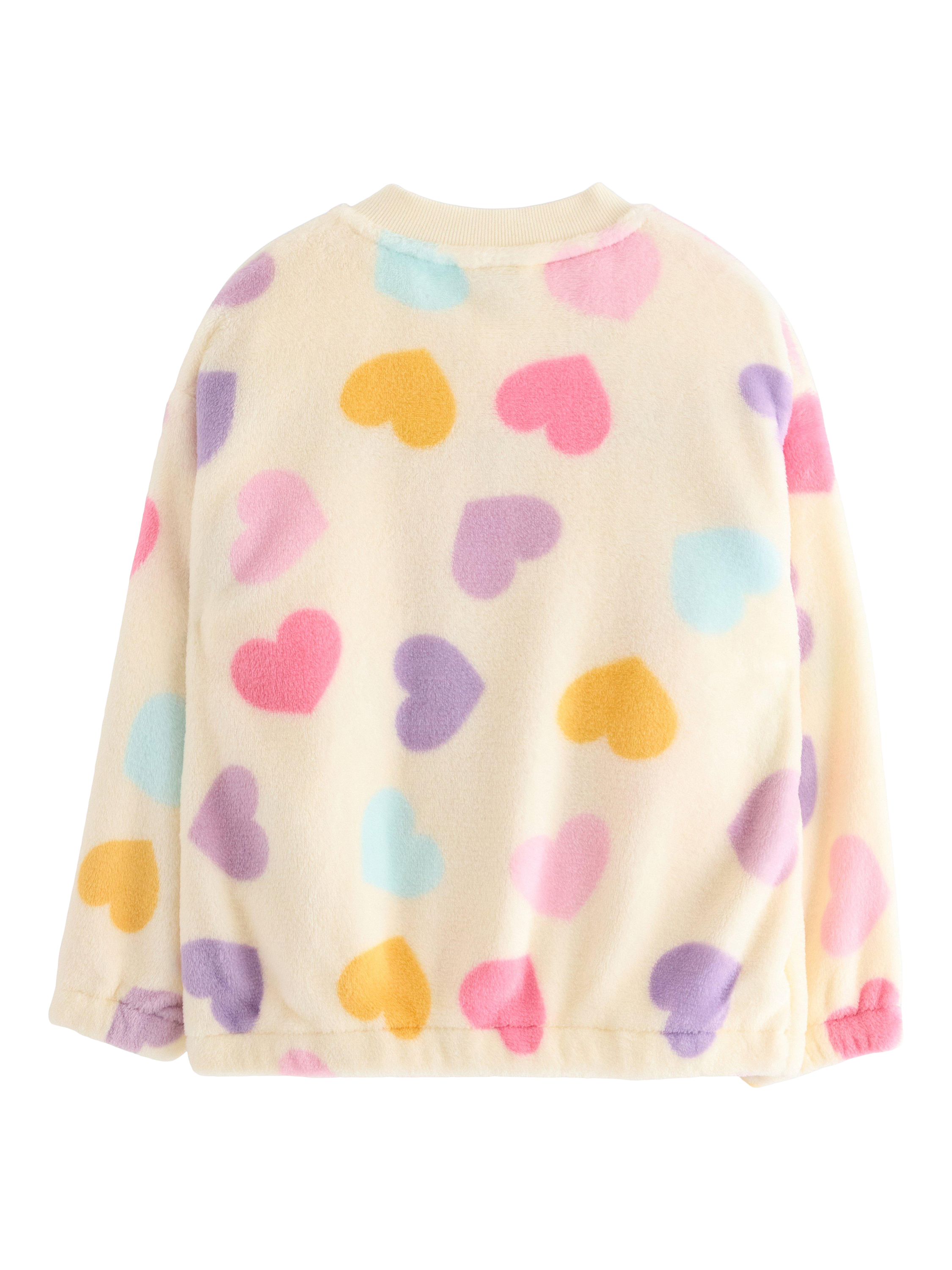 Product image 5 of 6, which shows Lindex Kids' Zipped Heart Fleece Jacket, White/Multi, 18-24 months