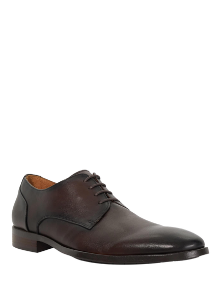 Dune London Leather Flexi Sole Gibson Shoes, Brown - view 2, Brown