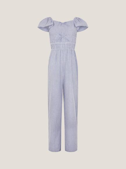 Monsoon Kids' Stripe Jumpsuit, Blue, Blue