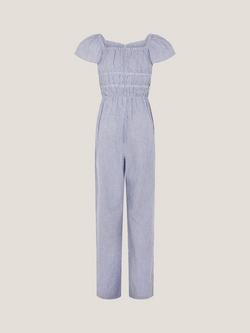 Monsoon Kids' Stripe Jumpsuit, Blue - view 2, Blue