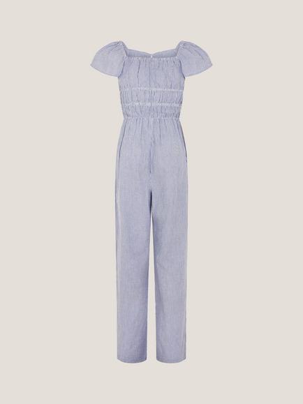 Monsoon Kids' Stripe Jumpsuit, Blue - view 2, Blue