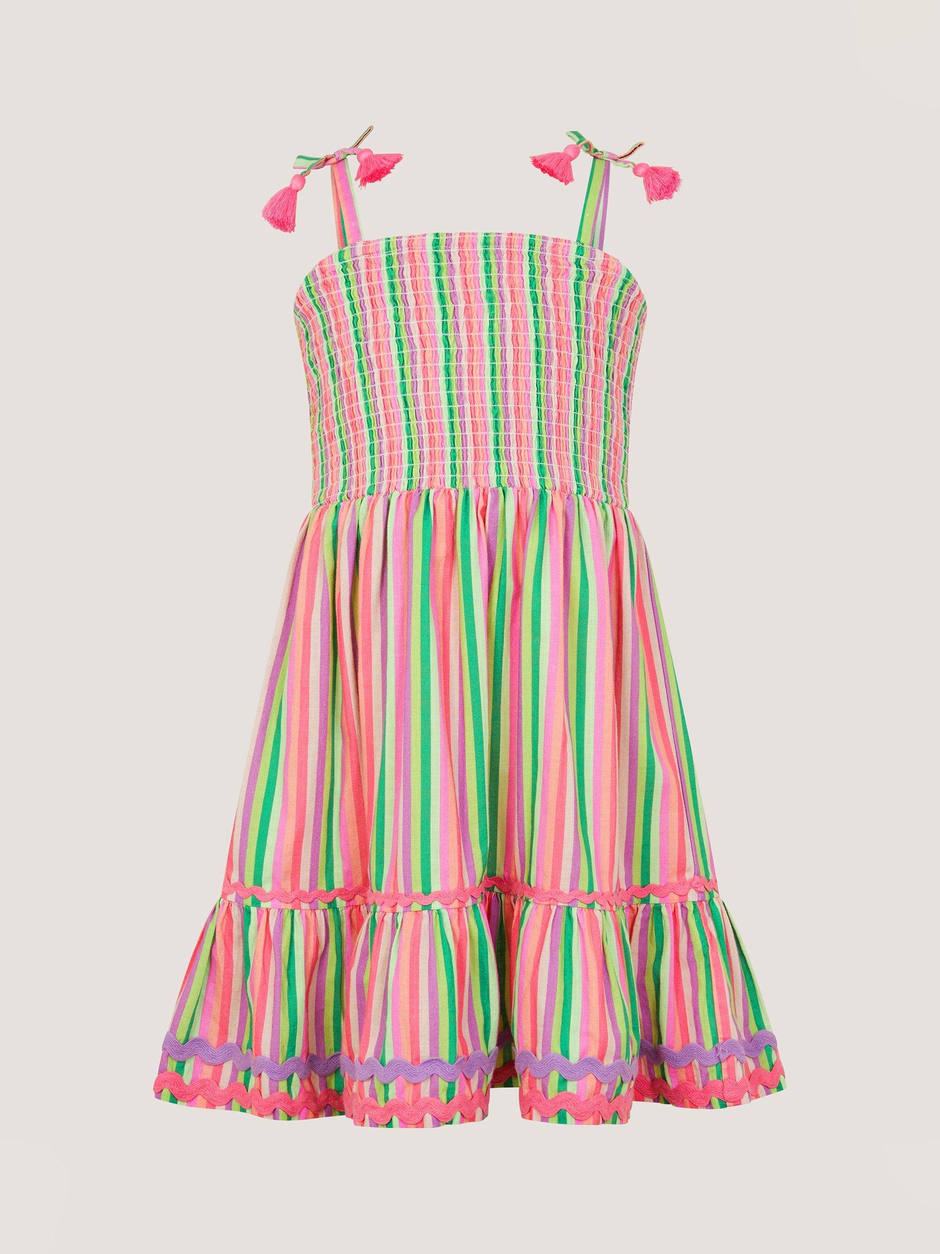 Product image 2 of 4, which shows Monsoon Kids' Stripe Top & Skirt Set, Green/Multi, 3-4 years