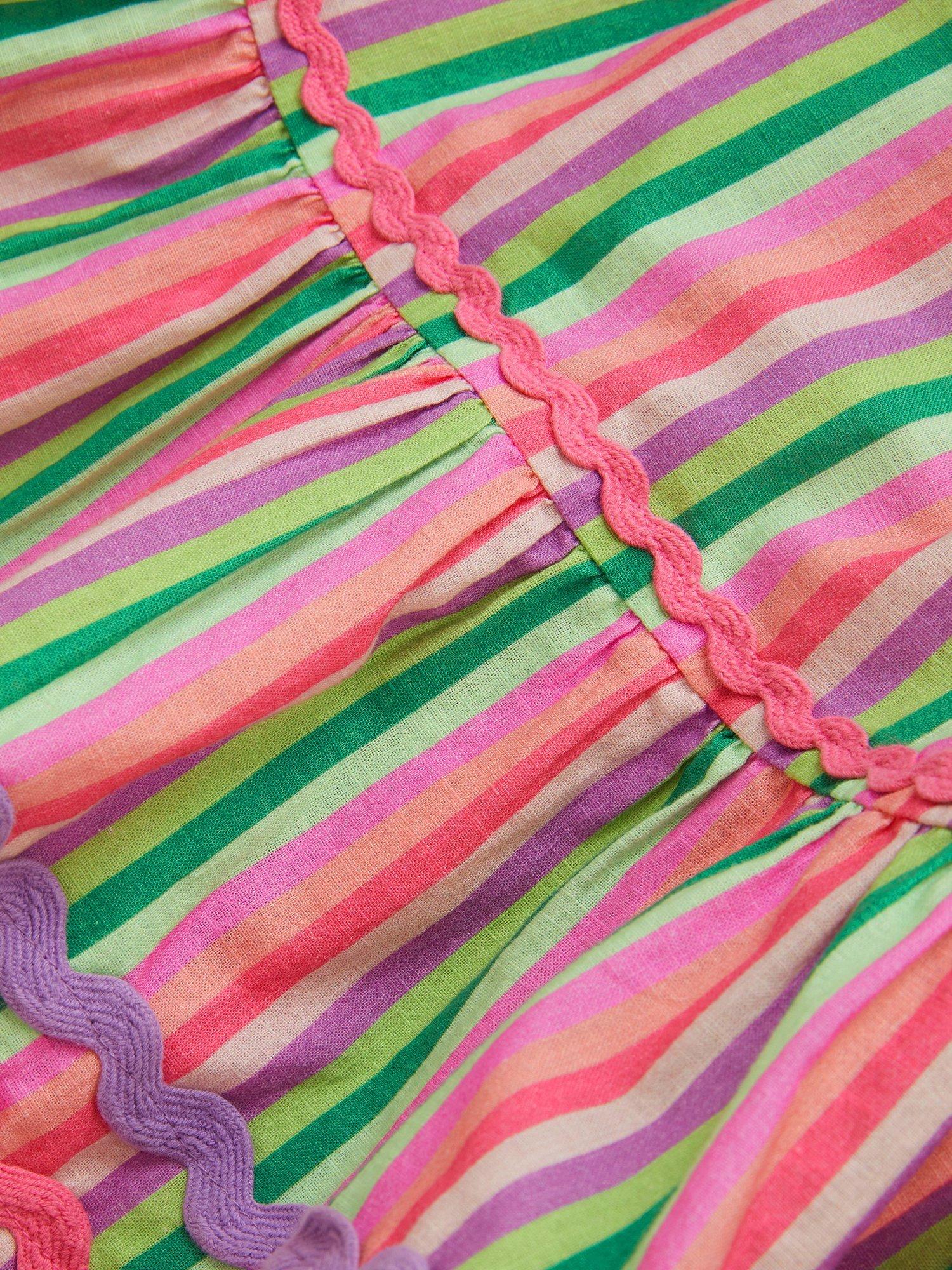 Product image 4 of 4, which shows Monsoon Kids' Stripe Top & Skirt Set, Green/Multi, 3-4 years