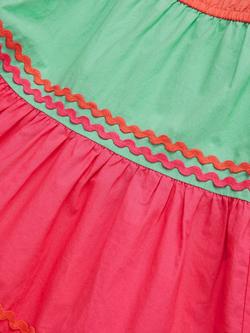 Monsoon Kids' One Shoulder Colour Block Dress, Multi - view 2, Multi