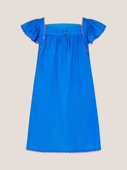 Monsoon Kids' Flamingo Beach Dress, Blue - view 2, Blue