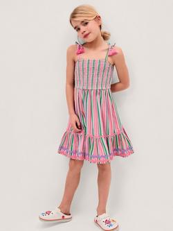 Monsoon Kids' Strappy Stripe Dress, Green, Green