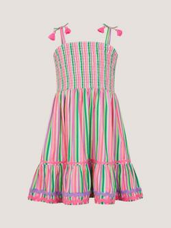 Monsoon Kids' Strappy Stripe Dress, Green - view 2, Green