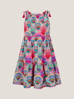 Monsoon Kids' Rainbow Shell Tiered Dress, Multi, Multi
