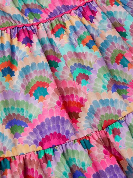Monsoon Kids' Rainbow Shell Tiered Dress, Multi - view 2, Multi
