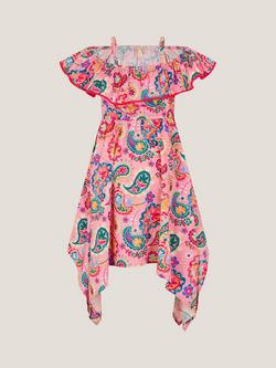 Monsoon Kids' Paisley Hanky Dress, Pink - view 2, Pink