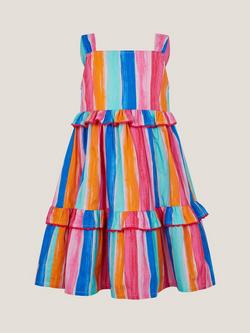 Monsoon Kids' Rainbow Stripe Dress, Multi, Multi