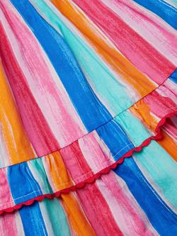 Monsoon Kids' Rainbow Stripe Dress, Multi - view 2, Multi