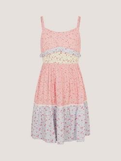 Monsoon Kids' Storm Strappy Ditsy Floral Dress, Pink, Pink