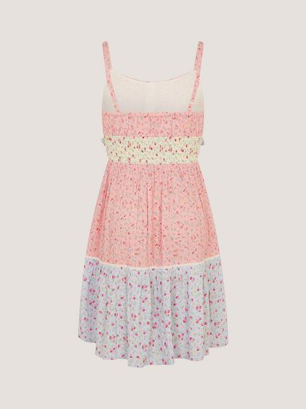 Monsoon Kids' Storm Strappy Ditsy Floral Dress, Pink - view 2, Pink