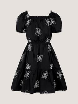 Monsoon Kids' Storm Flower Dress, Black, Black