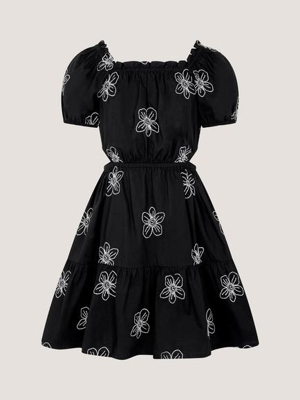 Monsoon Kids' Storm Flower Dress, Black, Black