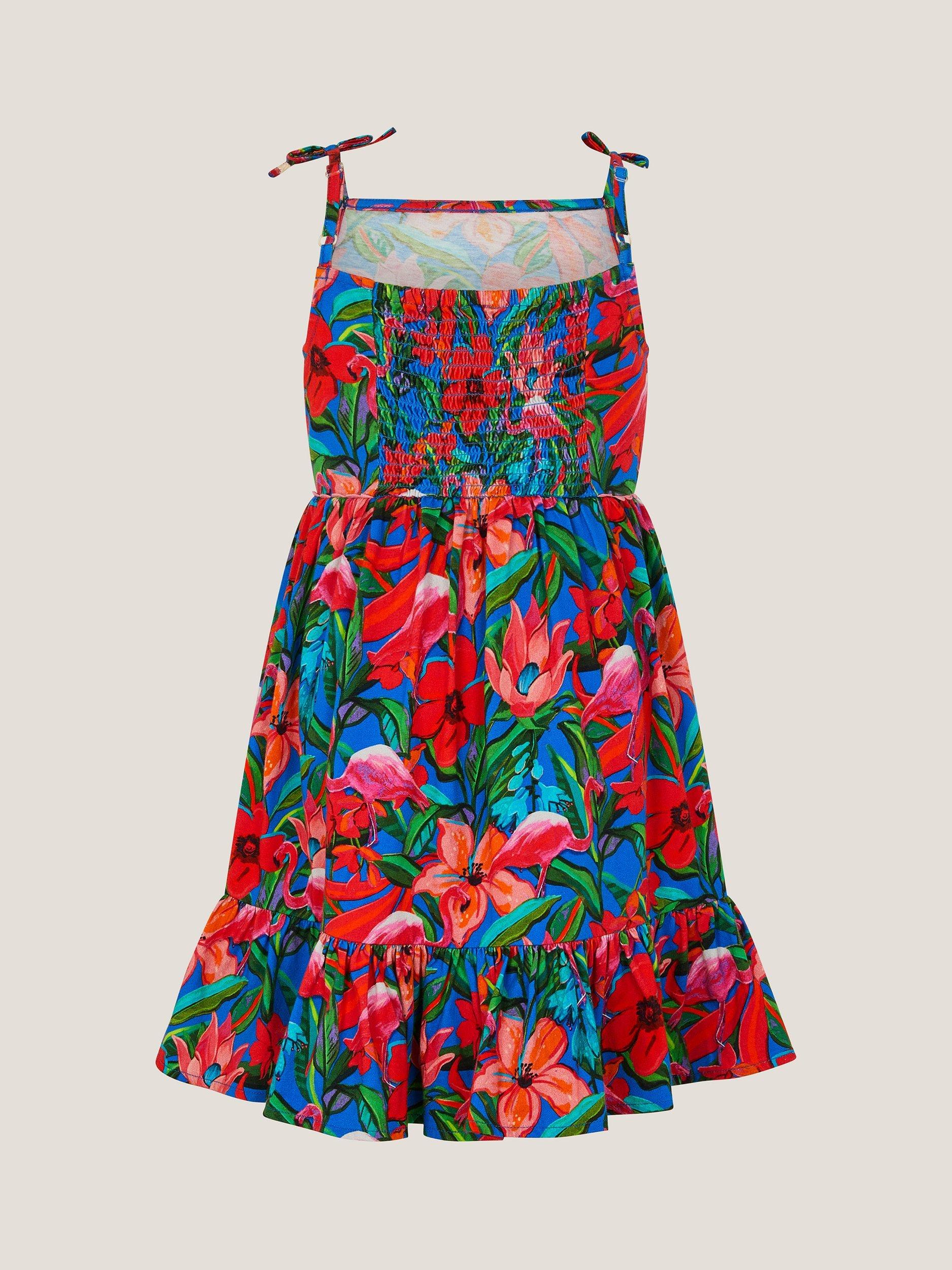 Product image 3 of 4, which shows Monsoon Kids' Tropical Beach Dress, Pink, 3-4 years