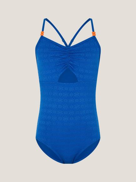 Monsoon Kids' Broderie Swimsuit, Blue, Blue