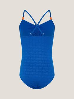 Monsoon Kids' Broderie Swimsuit, Blue - view 2, Blue