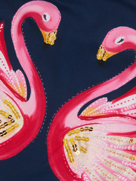 Monsoon Kids' Flamingo Swimsuit, Navy - view 2, Navy