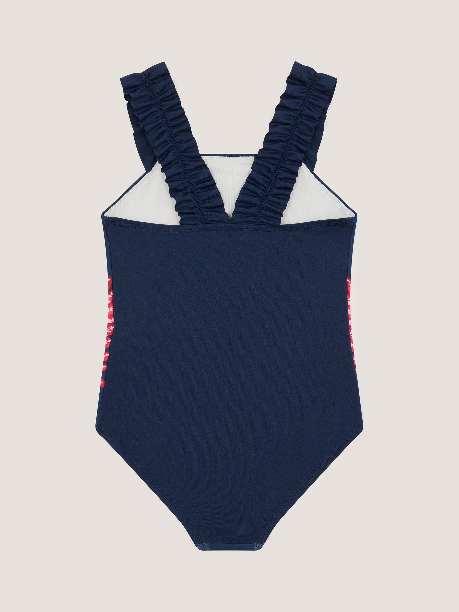 Product image 3 of 3, which shows Monsoon Kids' Flamingo Swimsuit, Navy, 3-4 years
