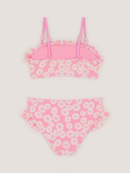 Monsoon Kids' Flower Jacquard Bikini Set, Pink - view 2, Pink