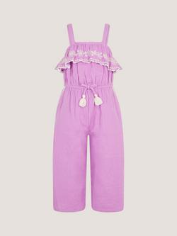 Monsoon Kids' Embroidered Jumpsuit, Lilac, Lilac
