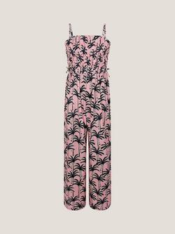 Monsoon Kids' Palm Strappy Jumpsuit, Pink, Pink