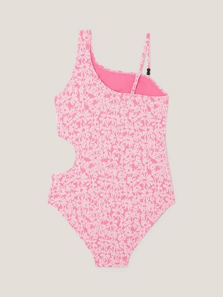 Monsoon Kids' Floral Jacquard Swimsuit, Pink - view 2, Pink