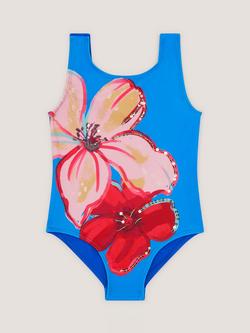 Monsoon Kids' Flower Swimsuit, Blue, Blue