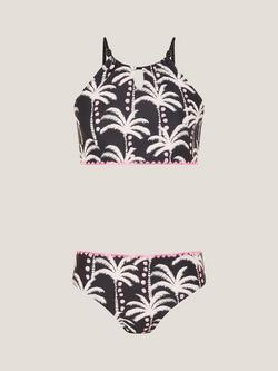 Monsoon Kids' Palm Bralette Bikini Set, Black, Black