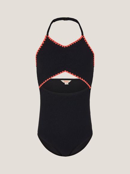 Monsoon Kids' Halterneck Swimsuit, Black, Black