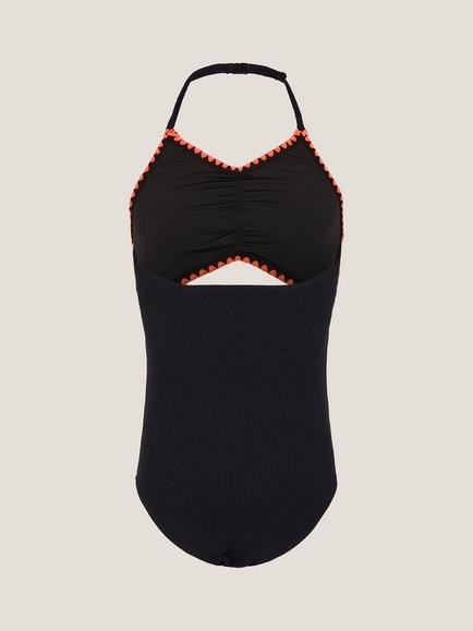 Monsoon Kids' Halterneck Swimsuit, Black - view 2, Black