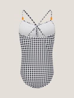 Monsoon Kids' Gingham Swimsuit, Black - view 2, Black