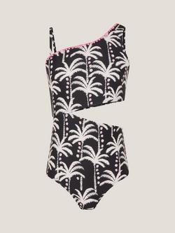 Monsoon Kids' Palm Print Swimsuit, Black, Black