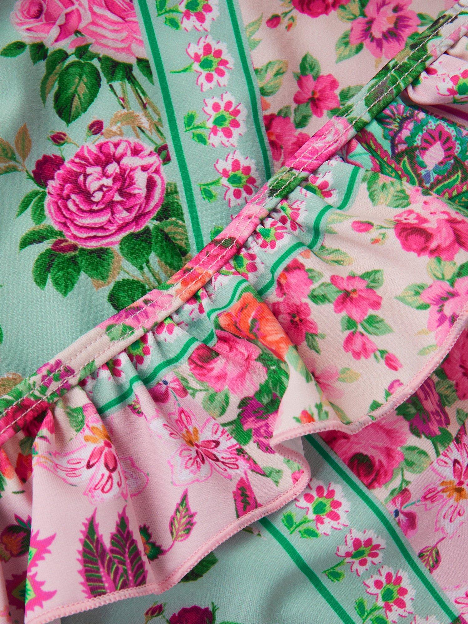 Product image 3 of 3, which shows Monsoon Kids' Patch Tankini Set, Green, 3-4 years