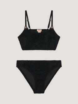 Monsoon Kids' Textured Starfish Bikini Set, Black, Black